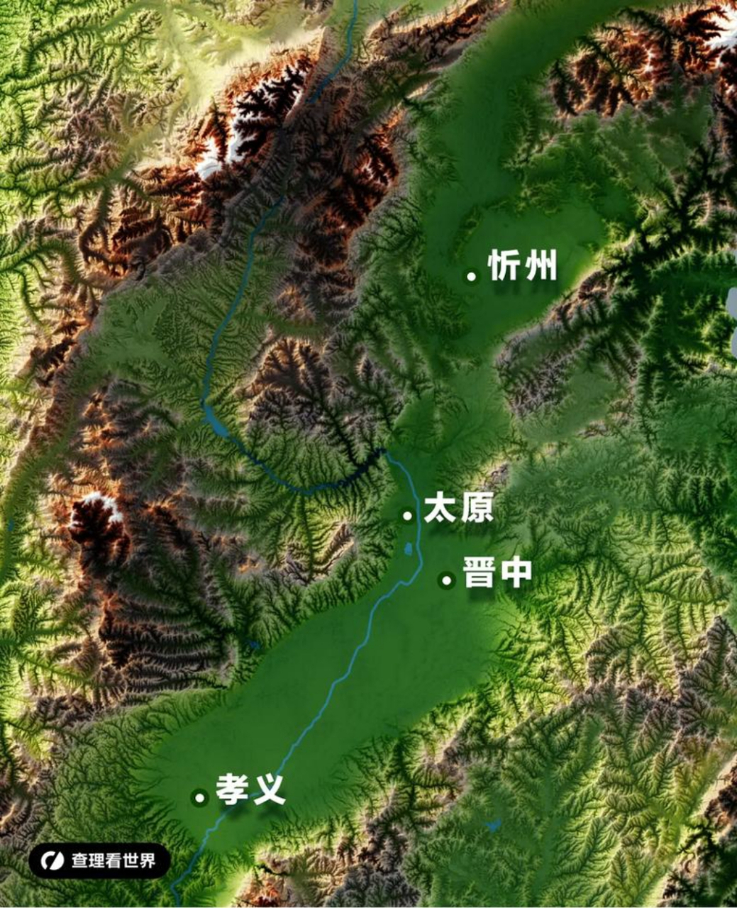2,太原处于太原盆地的最北端,而在晋中与孝义的广大地区却看不到呈行