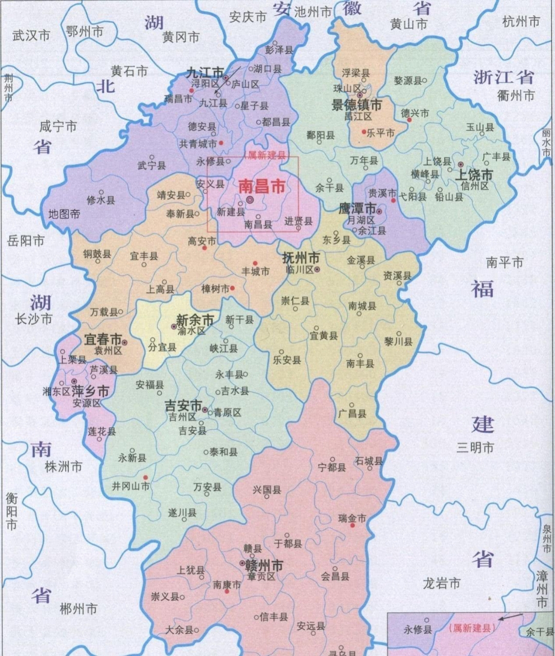 湖南江西行政区划图图片
