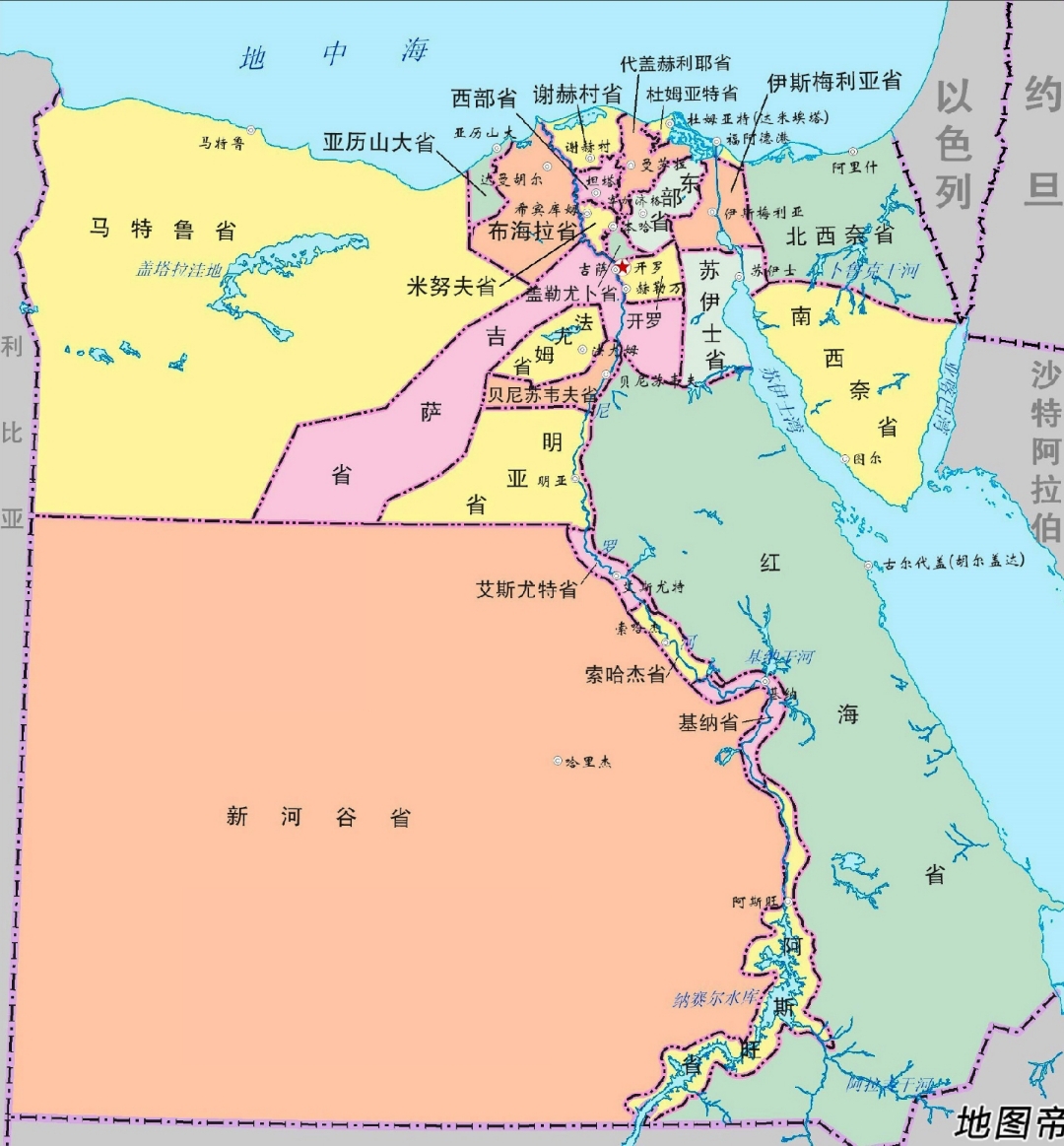 理由: 1,埃及境内绝大部分分布着沙漠气候,在南部的新河谷省叫沙漠省