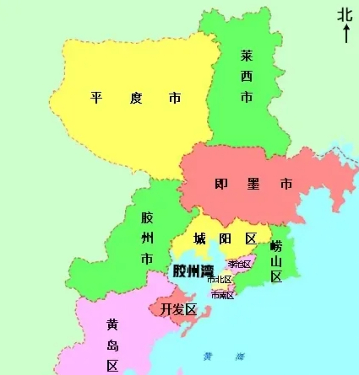 一旦胶州市成为胶州区,青岛的城区将成为"环湾"城区,也