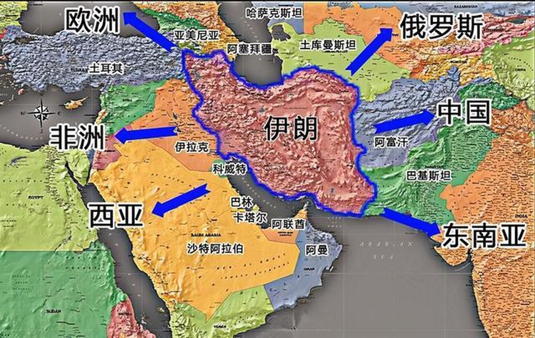 伊朗地图位置及周边图片