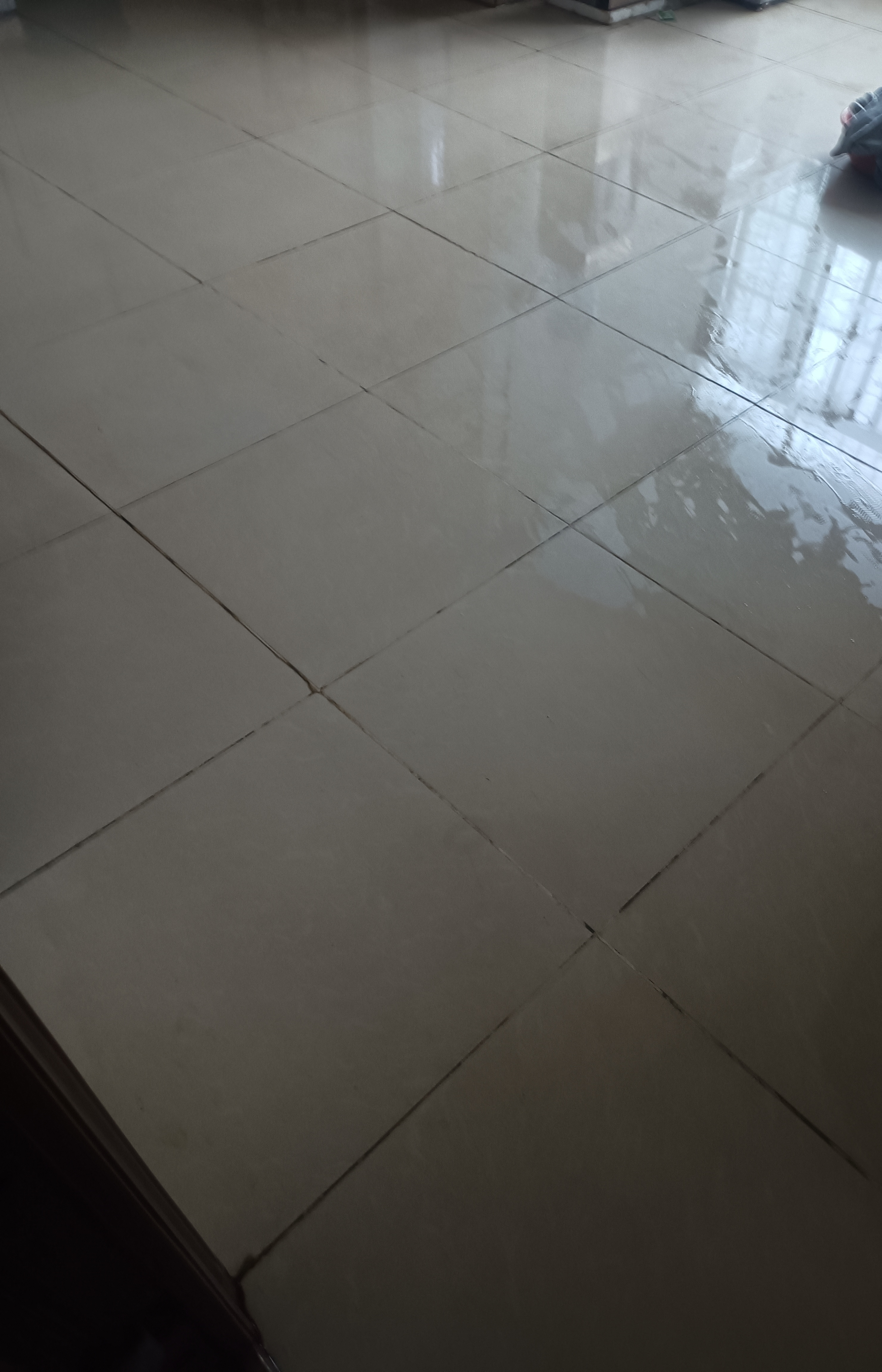 带手套旧毛巾沾湿地面积水移到塑料桶下扭扭拧积累地面积水倒洗手间