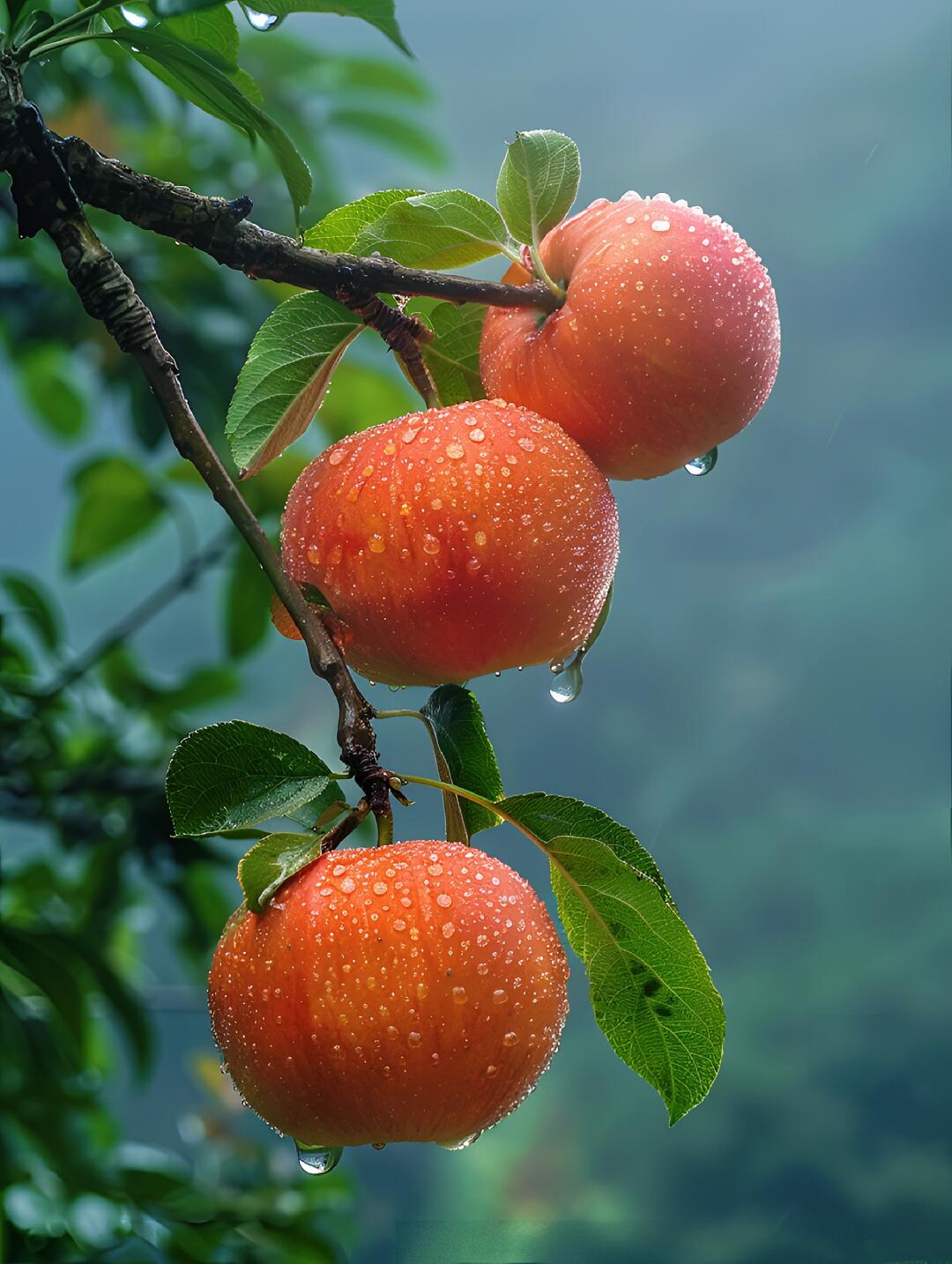 雨后红苹果,清新又水灵,山间空气好,心情美美哒!