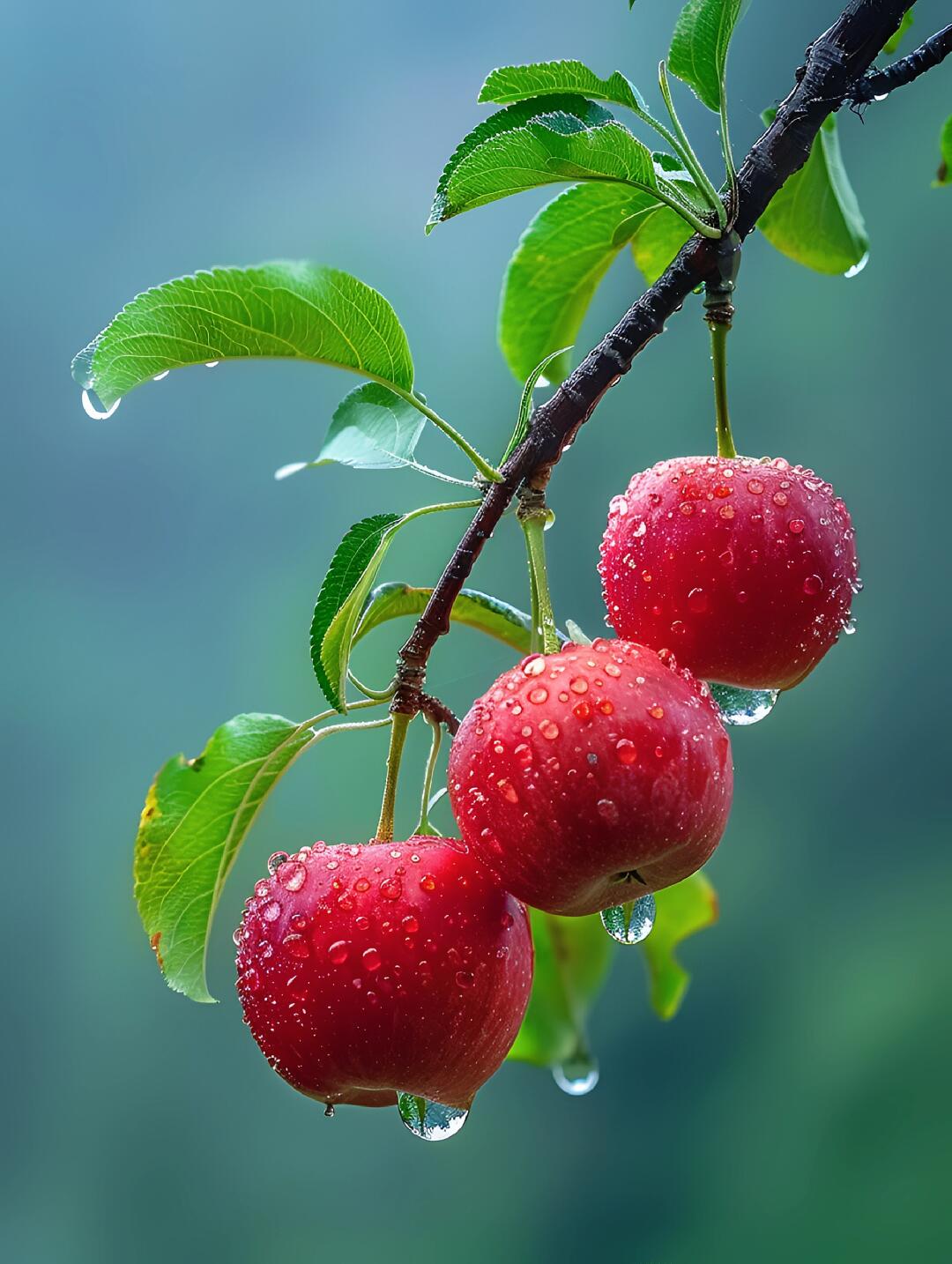 雨后红苹果,清新又水灵,山间空气好,心情美美哒!