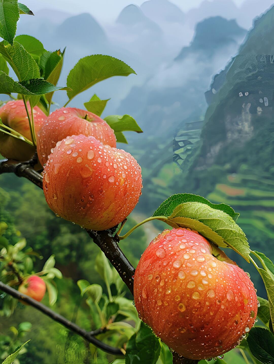 雨后红苹果,清新又水灵,山间空气好,心情美美哒!