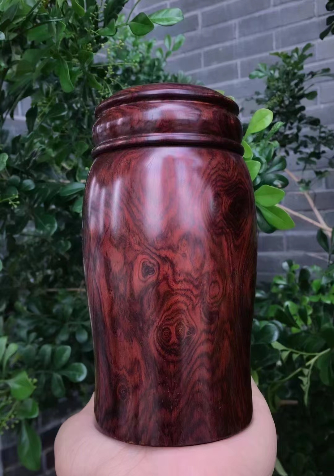 【茶叶罐】海南黄花梨紫油梨材质 海黄百年材质,器型规整大气,鬼脸