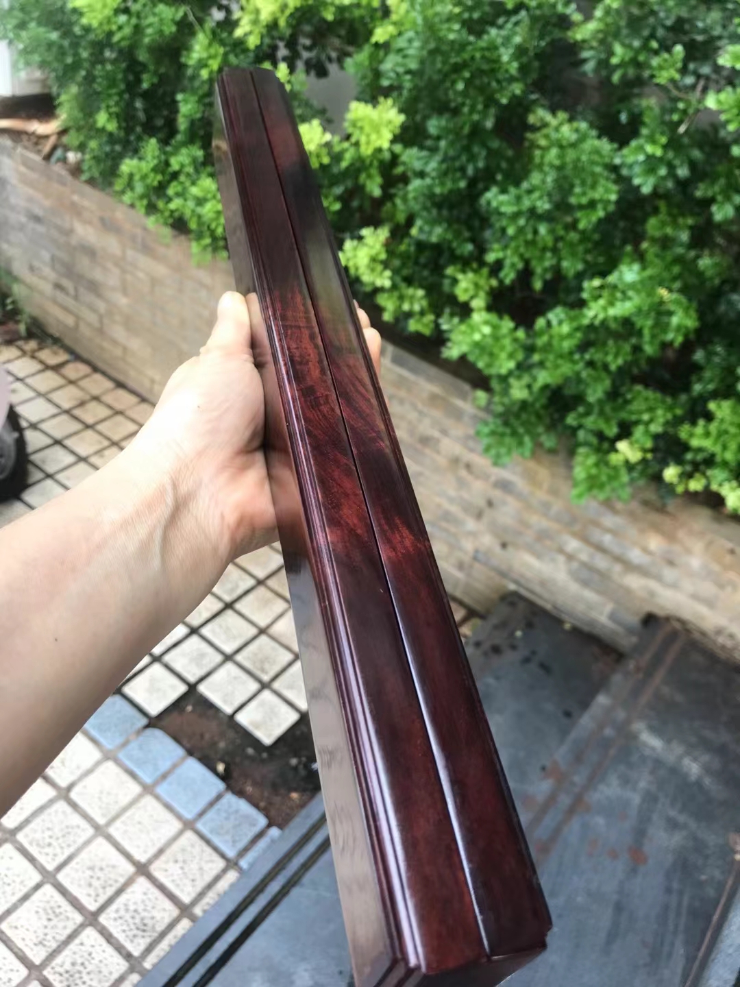 海南黄花梨紫油梨老料,山水波,影子纹,细腻材质,收藏级长43cm宽4.