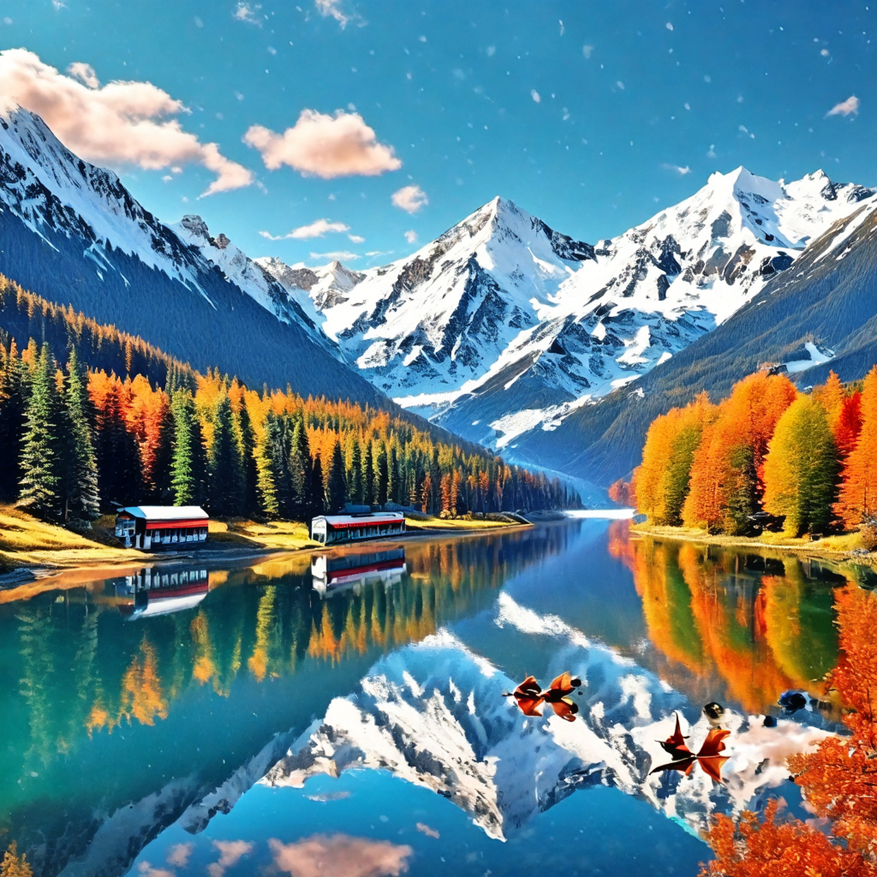 湖光山色,遥远的雪山与森林共舞  在浩瀚的宇宙中,每一处风景都是大