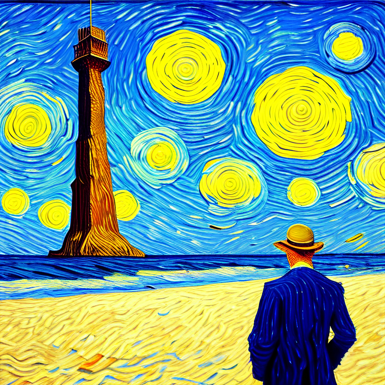 灯塔在远处矗立,像一个世纪的守望者,默默诉说着过去的故事.