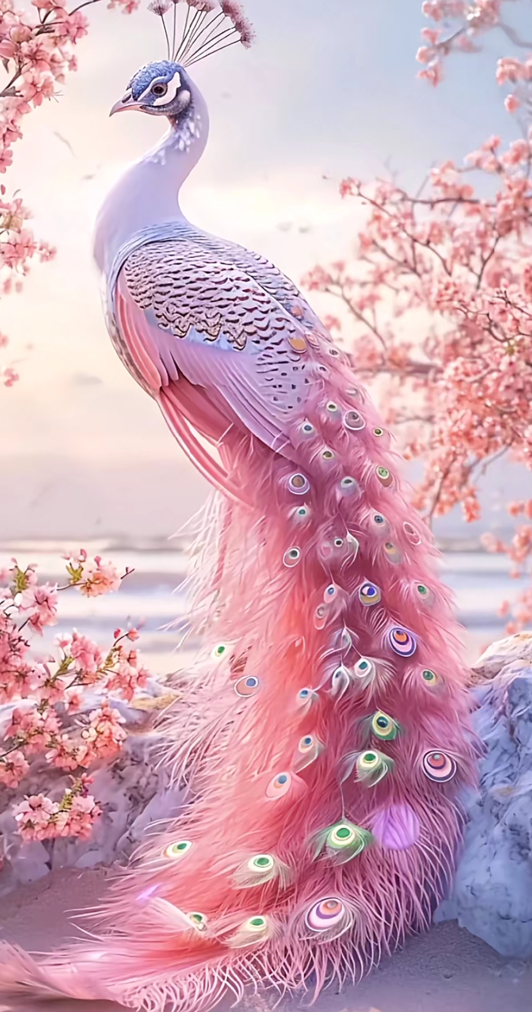 9408在这粉嫩的樱花季,我邂逅了一只美丽的粉色孔雀0894.