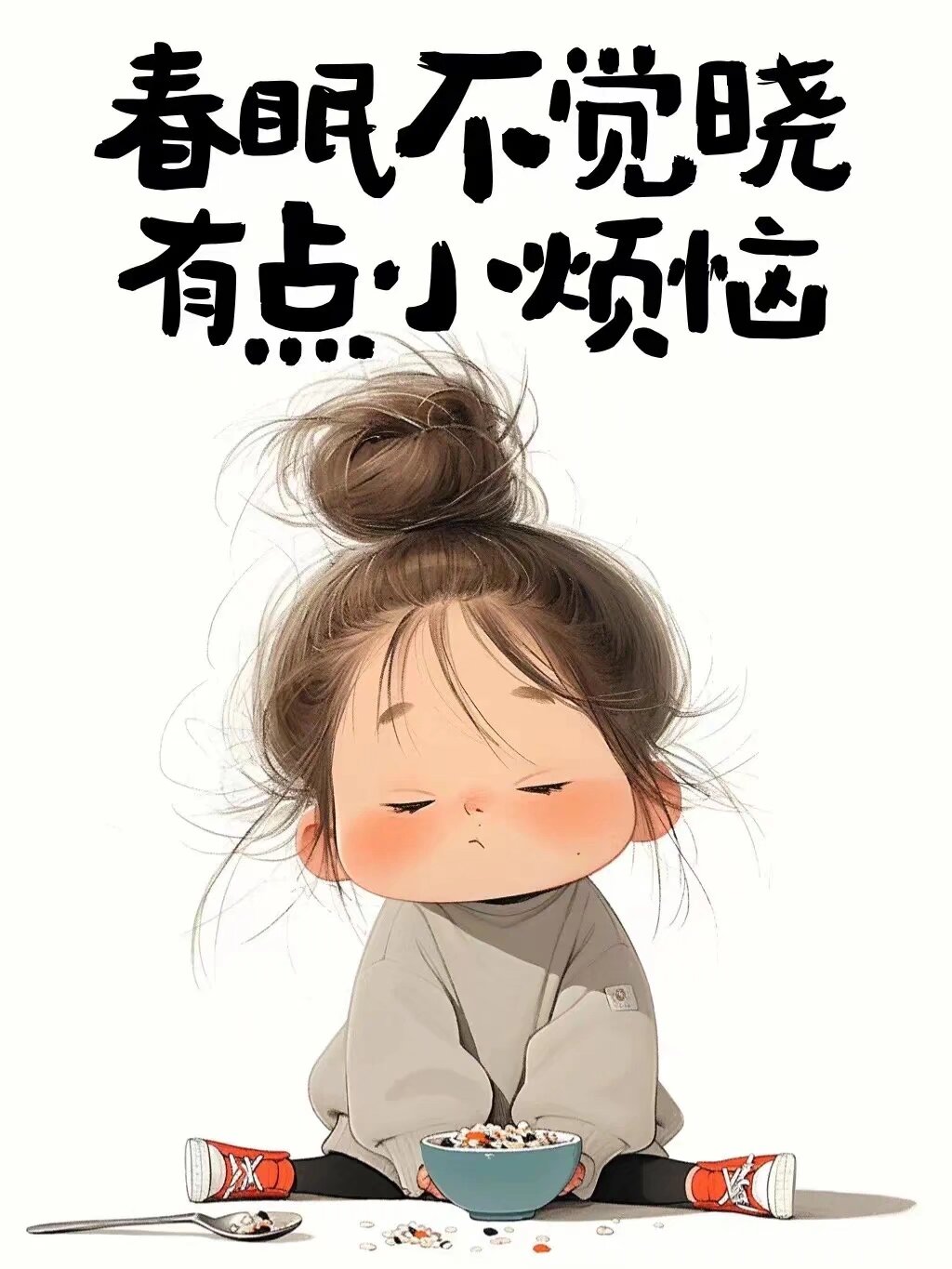 春眠不觉晓,有点小烦恼!哈哈#搞笑动图