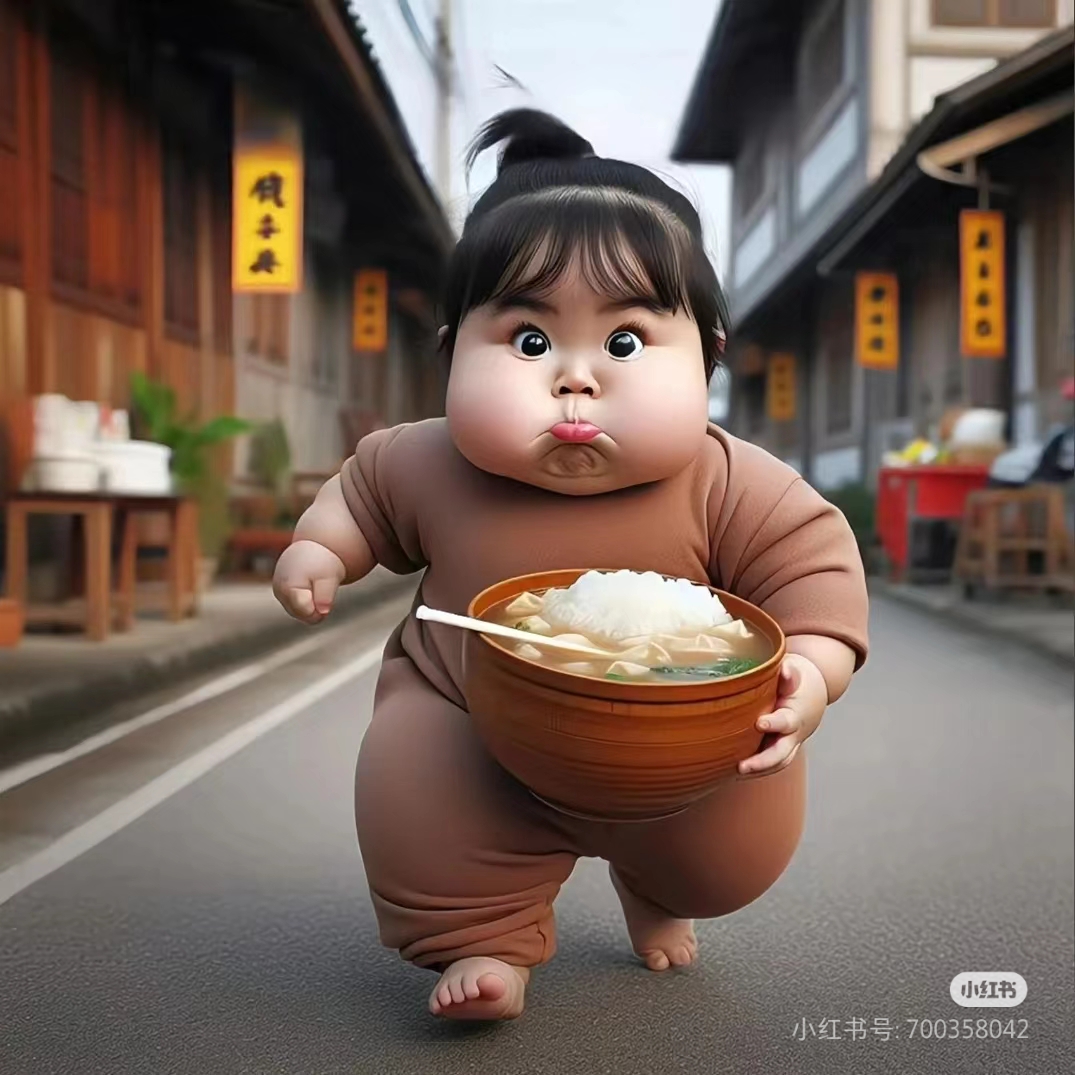 小胖妞轻拥一碗圆润饱满的汤圆,那份纯真无邪的笑容与满心欢喜,犹如