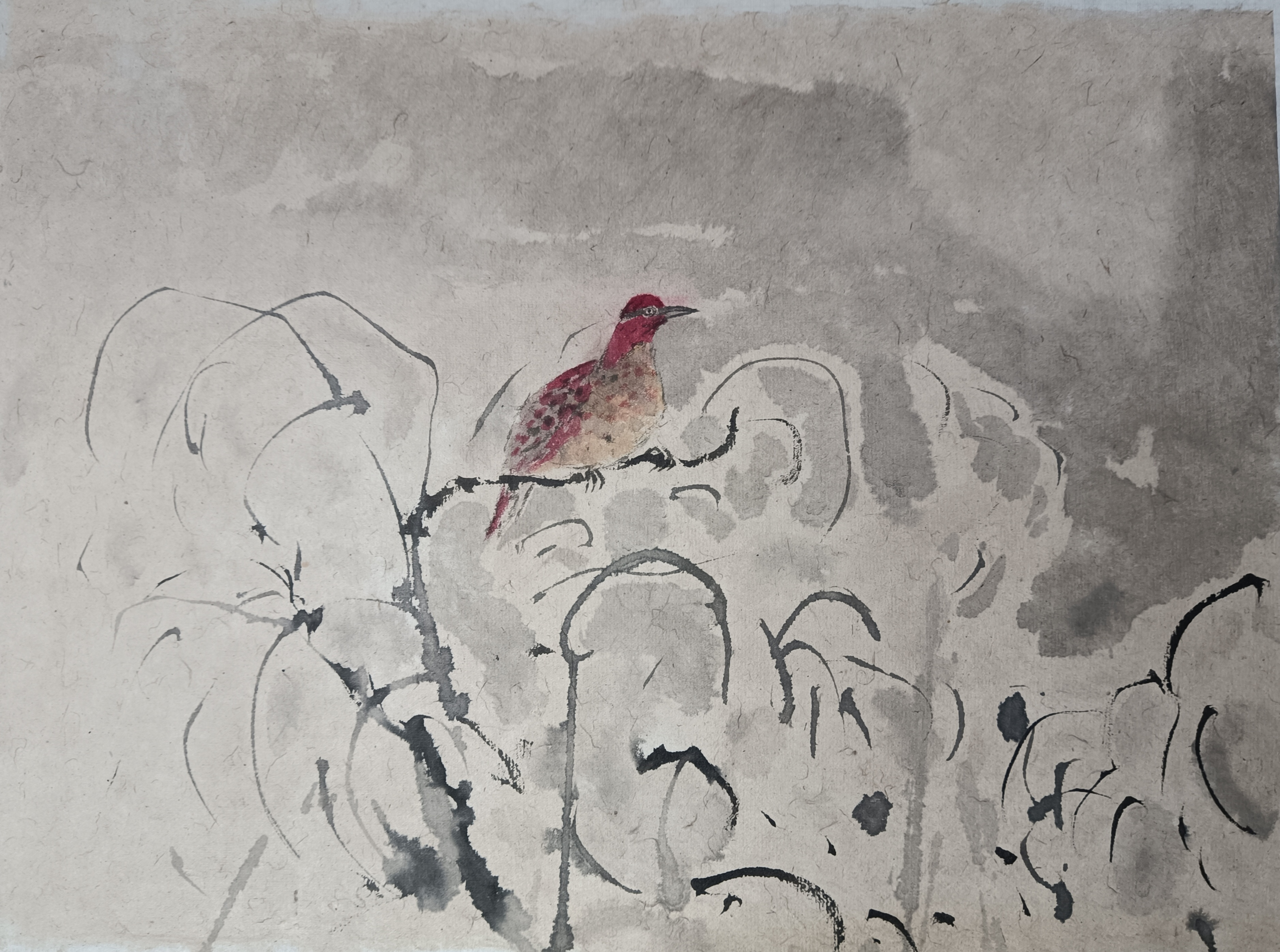 国画作品手工纸本矿物颜料