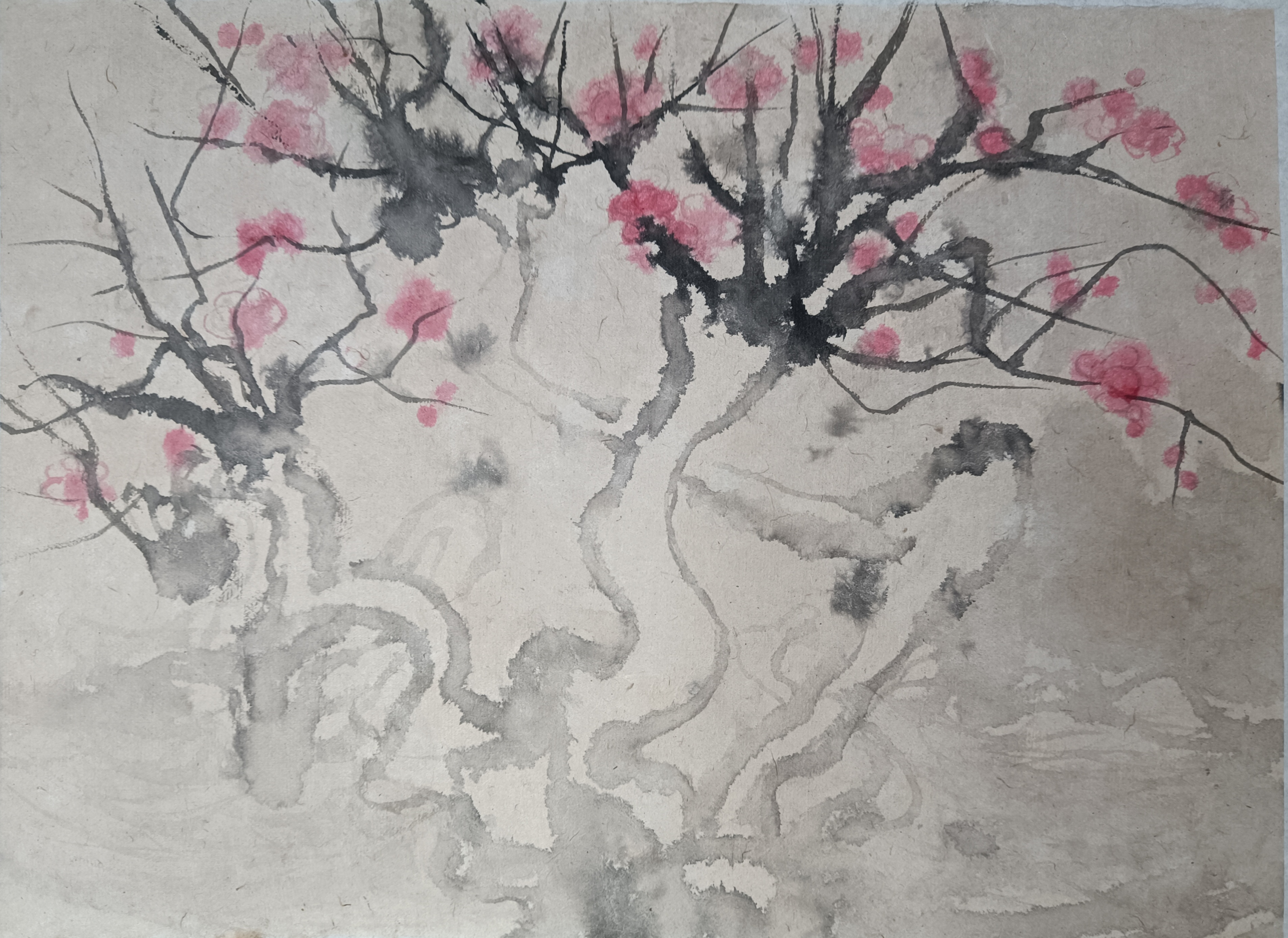 国画作品手工纸本矿物颜料