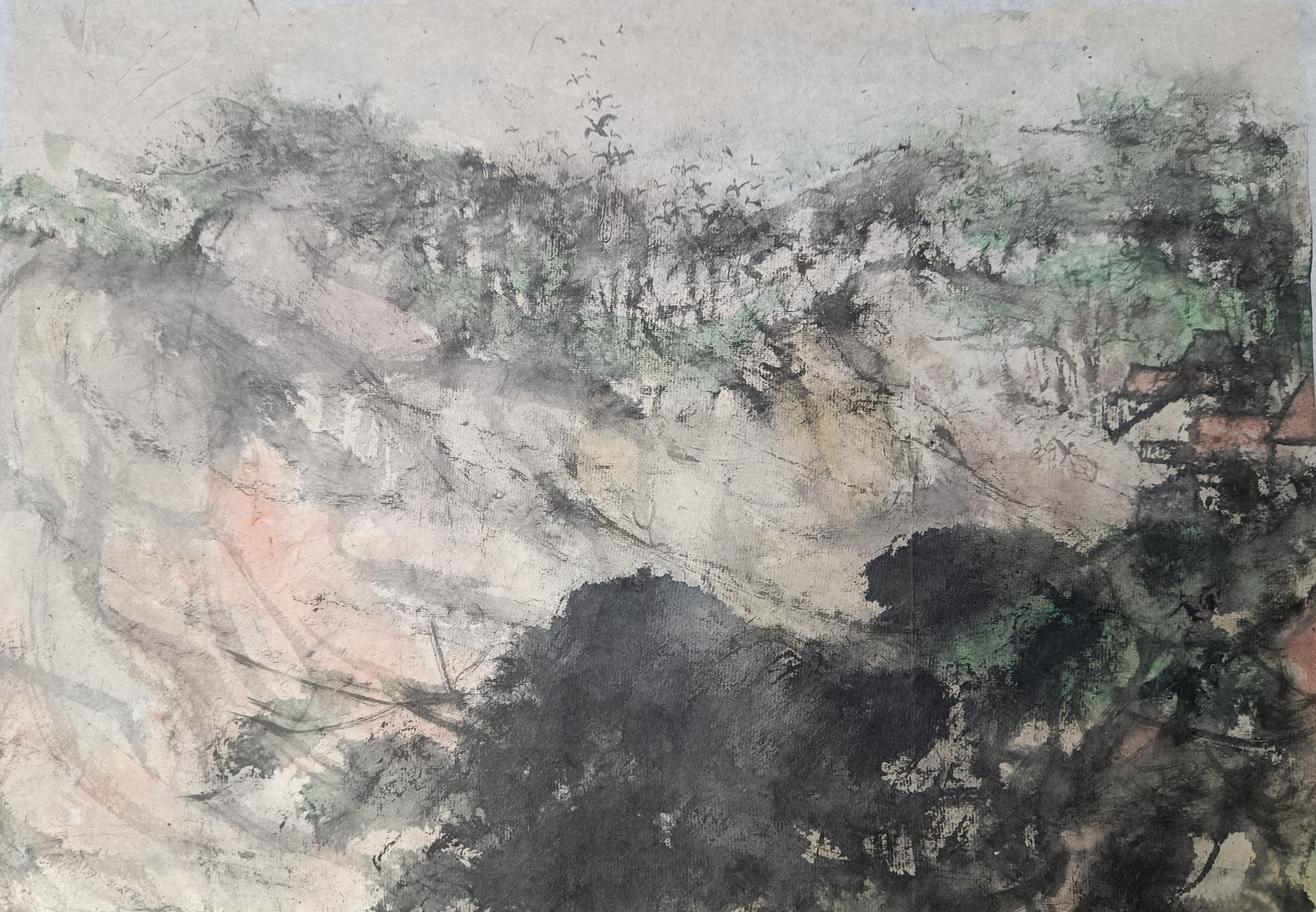 国画作品手工纸本矿物颜料