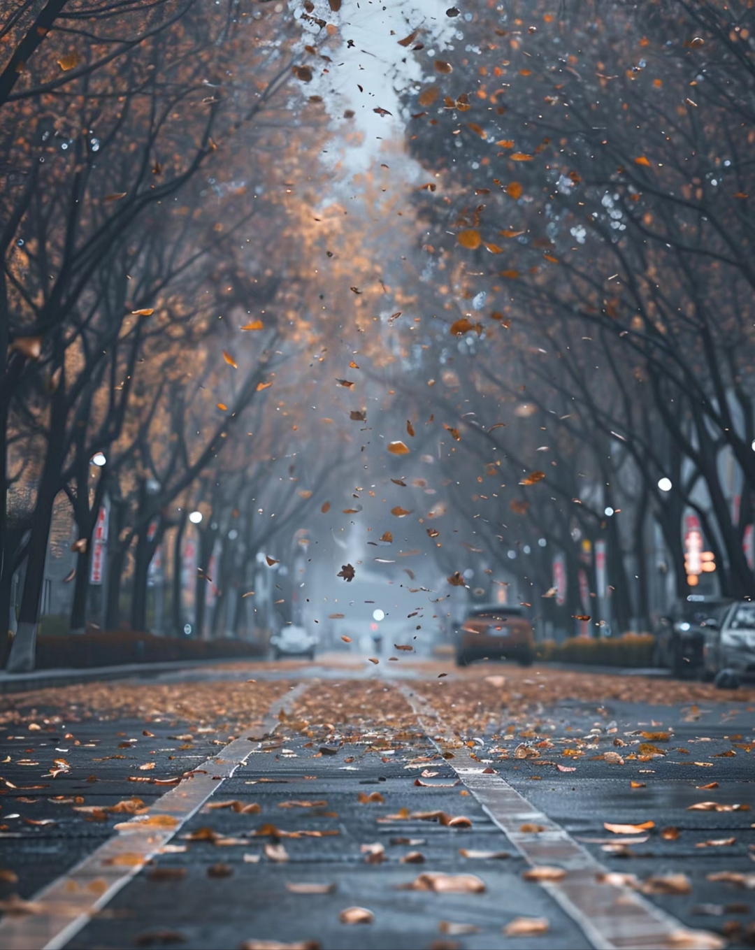 秋日的街道,宛若一幅温婉织锦,细腻铺展,悠然自得