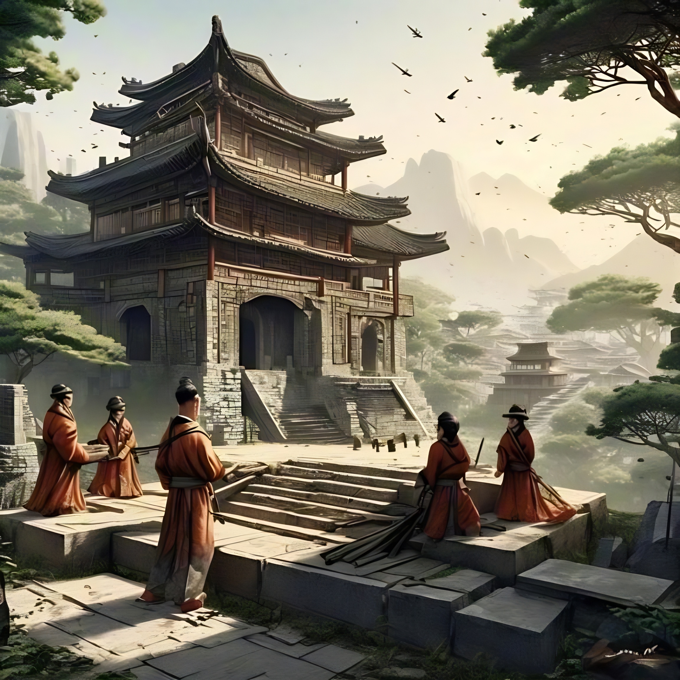 ai生图欣赏,古代有巢氏建造房屋.#古风