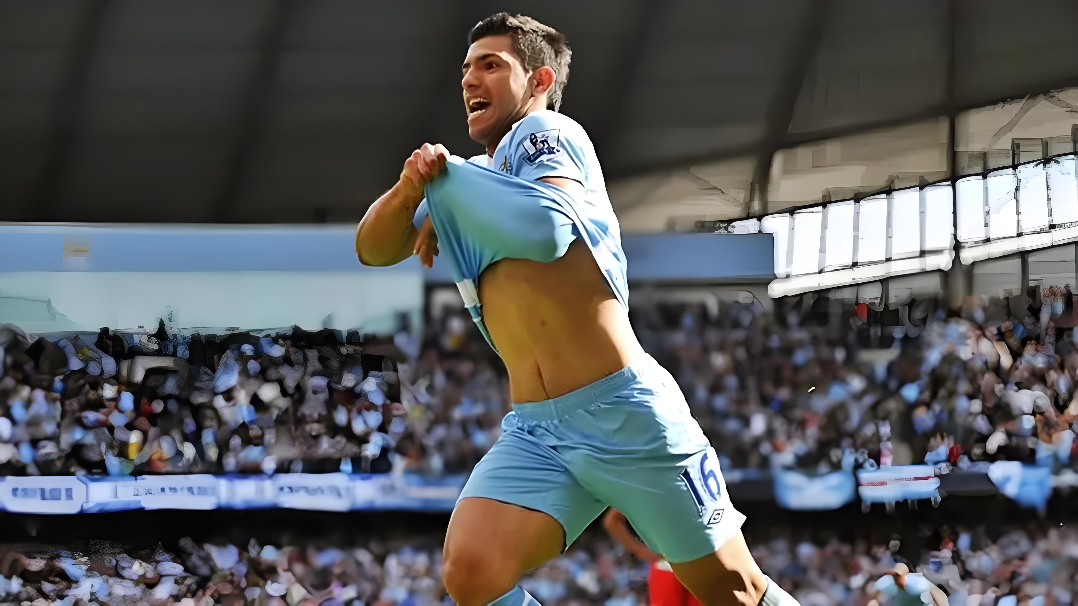 了死敌曼联卫冕的梦想,成就了曼城队史的英超首冠,93阿圭罗英超首秀