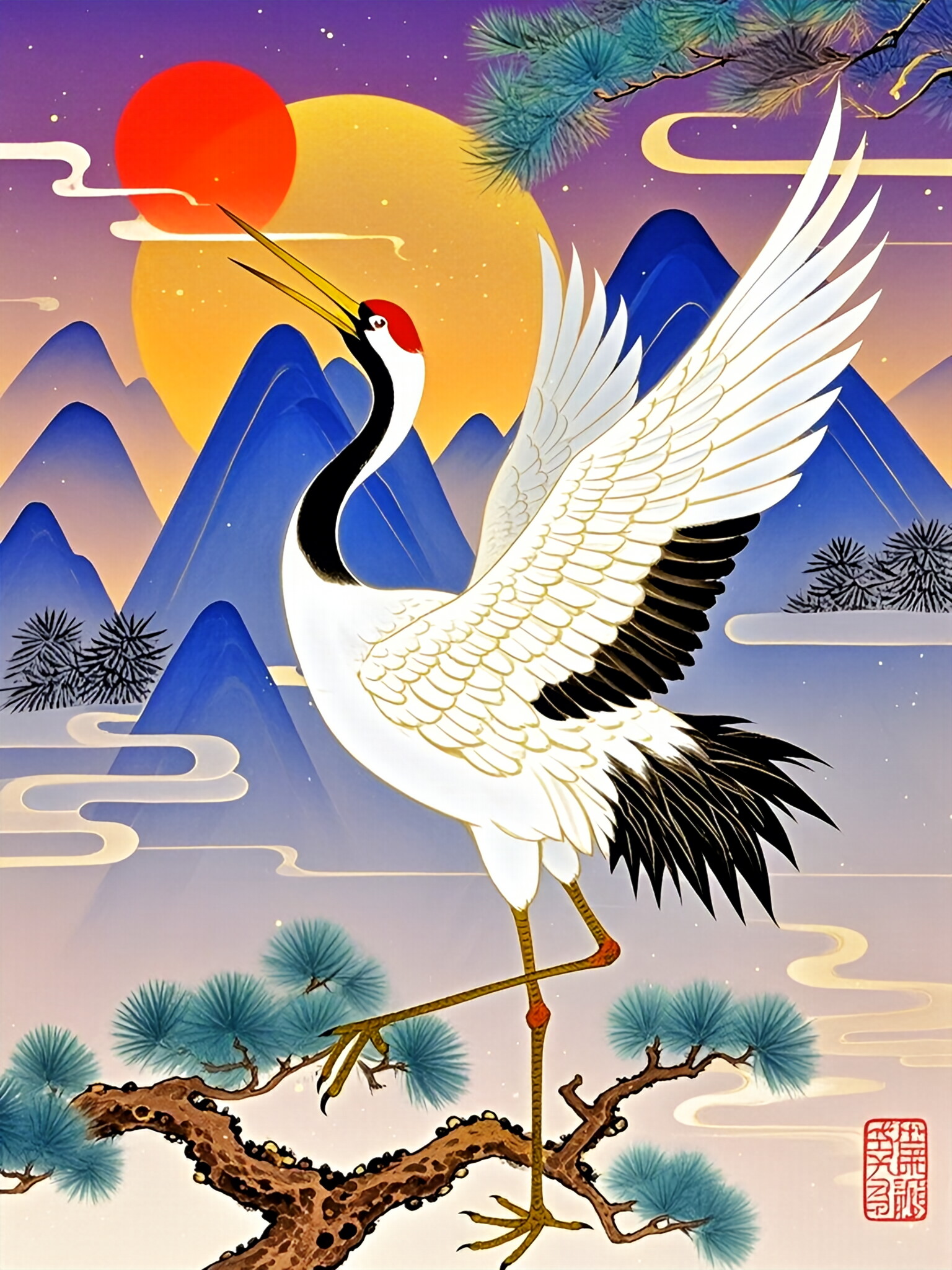 这只仙鹤在跳舞,美得让人屏息!#原创ai美图分享# #热点引擎计划