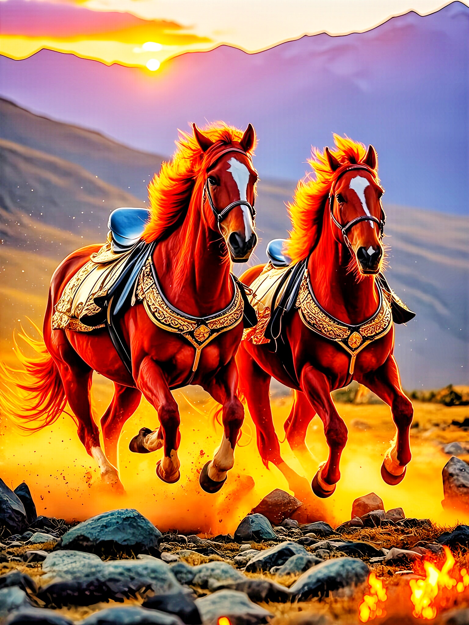 赤马奔腾福泽绵长#原创ai美图分享# #热点引擎计划