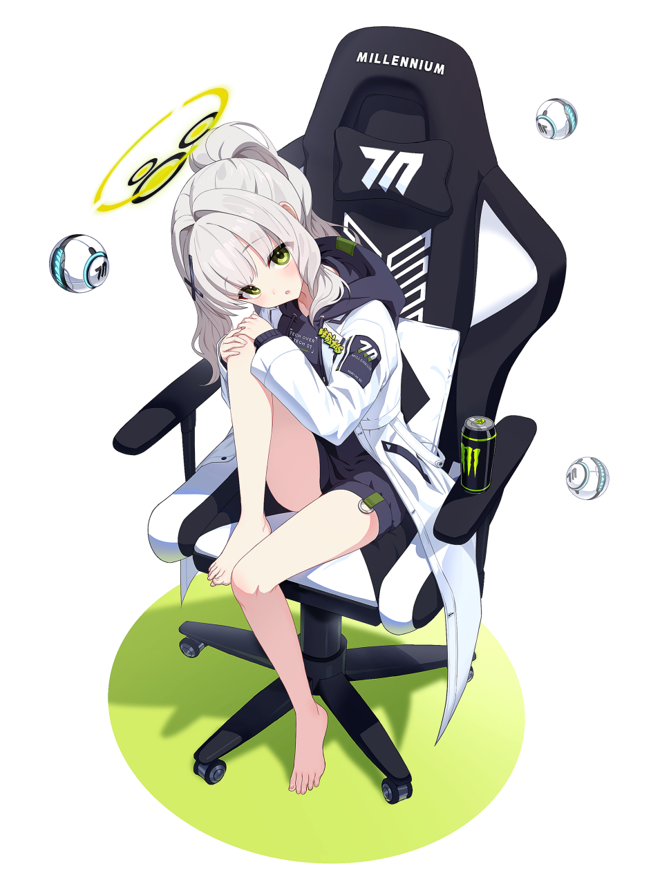 碧蓝档案 小鈎ハレ "坐在舒服的椅子上,感觉腰部的疲惫瞬间消失.