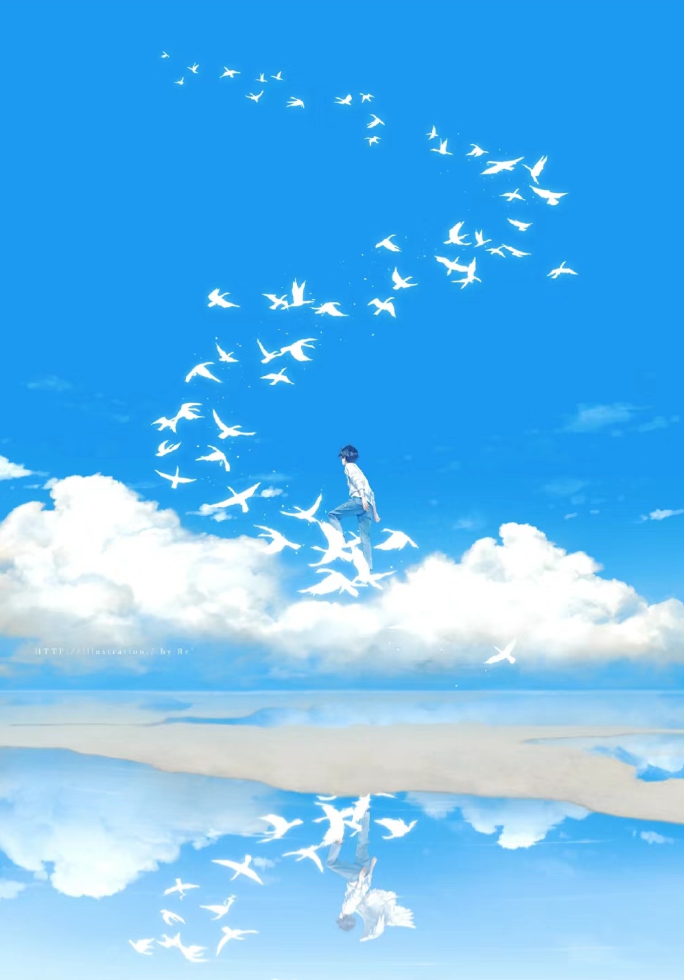 今日插画师推荐|春日里的阳光少年治愈系光影插画大佬 re °米