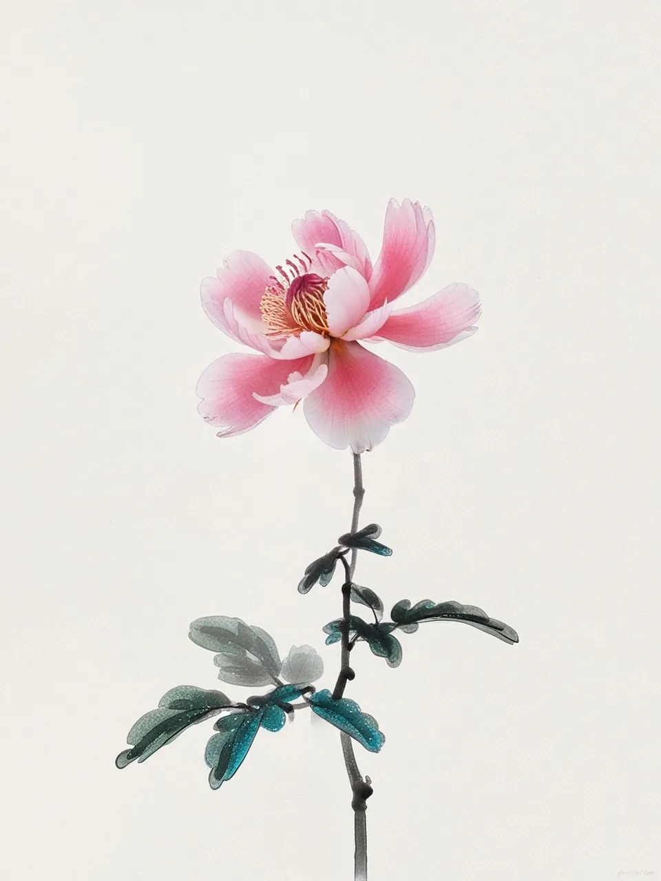 花水墨一朵荞麦花写意图片金达莱花绘画槐花水墨画图片水墨画花卉