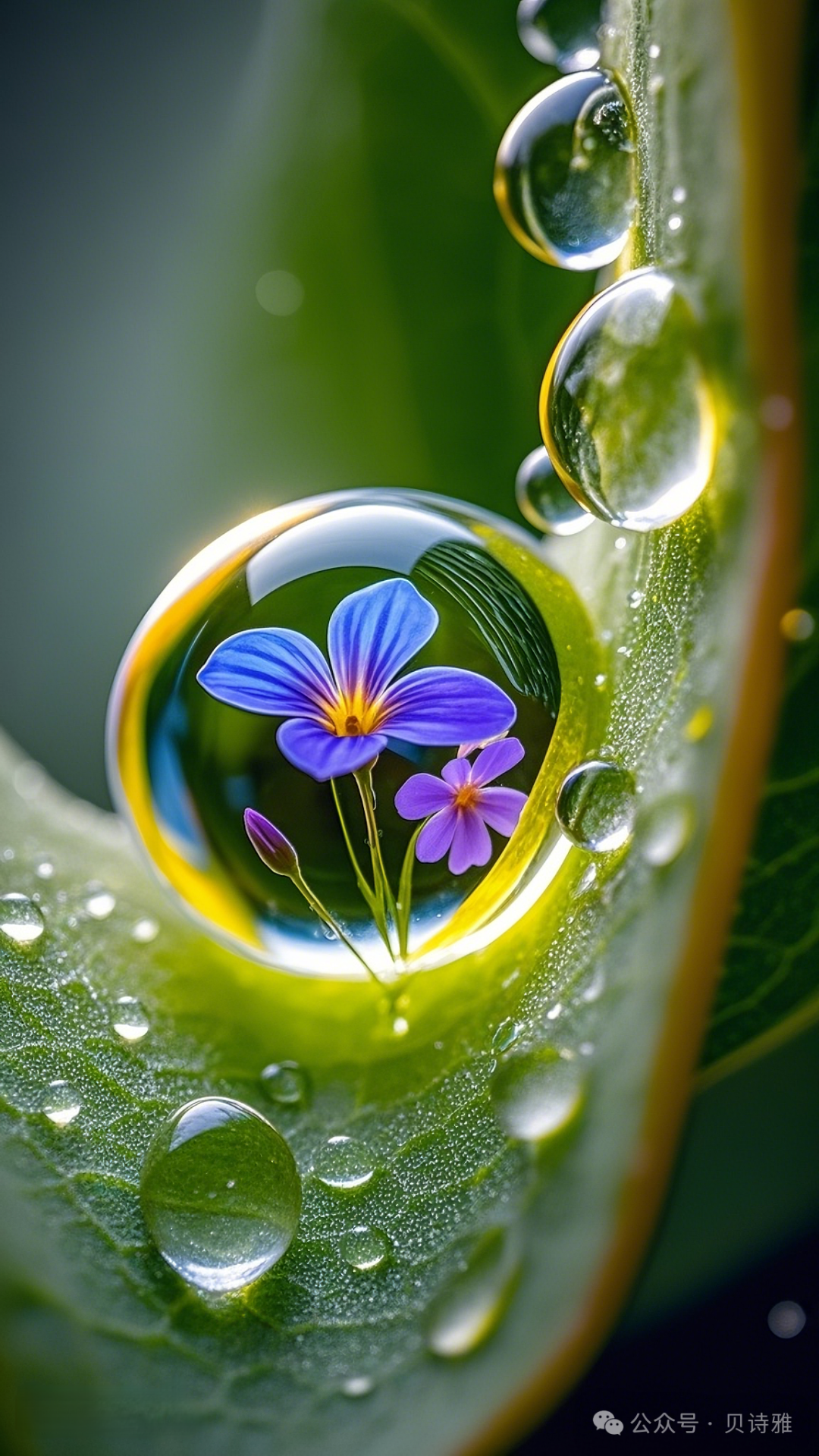 水中花影细相映, 晶莹剔透似明珠. 风拂轻摇波心漾, 时光静好伴日暮