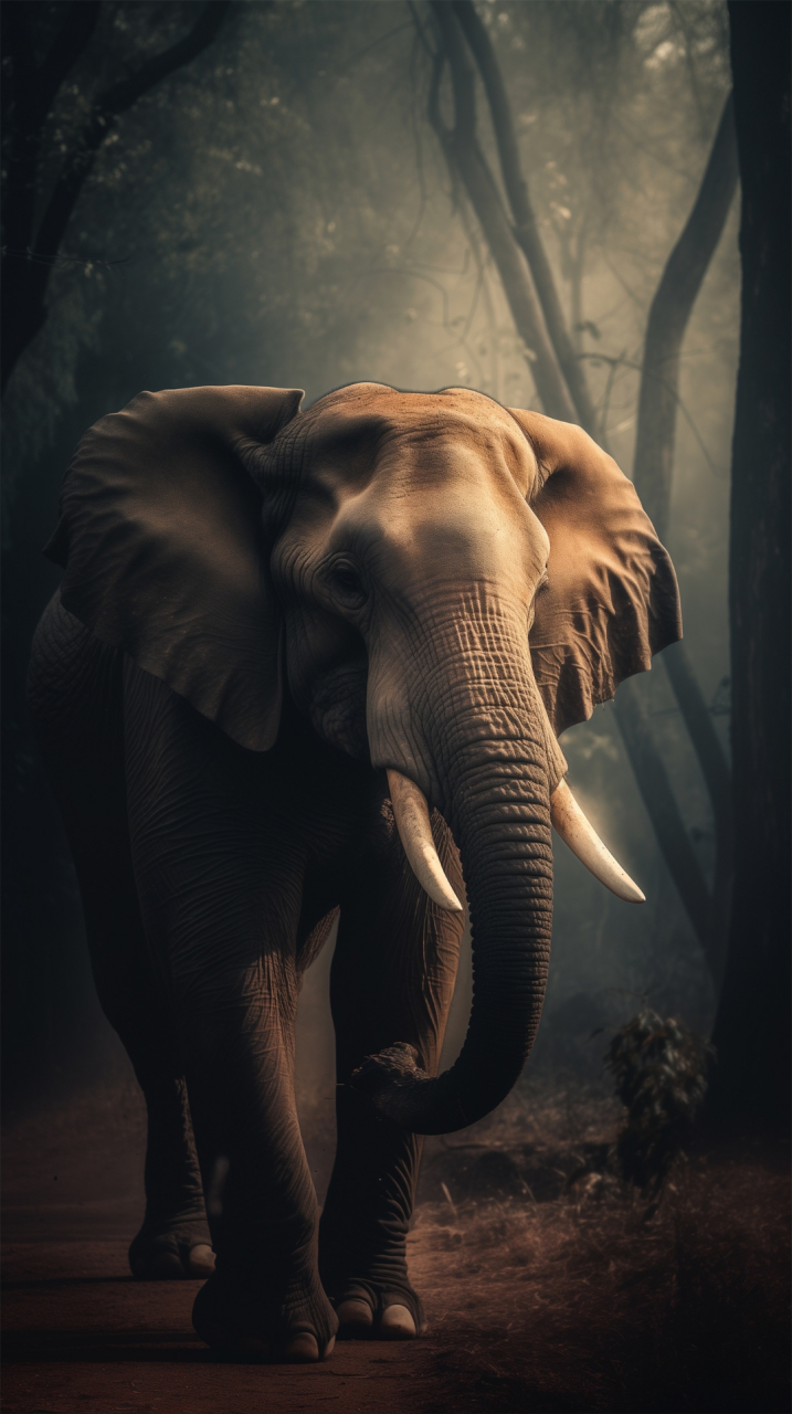 大象步生尘,毛发拂清风.