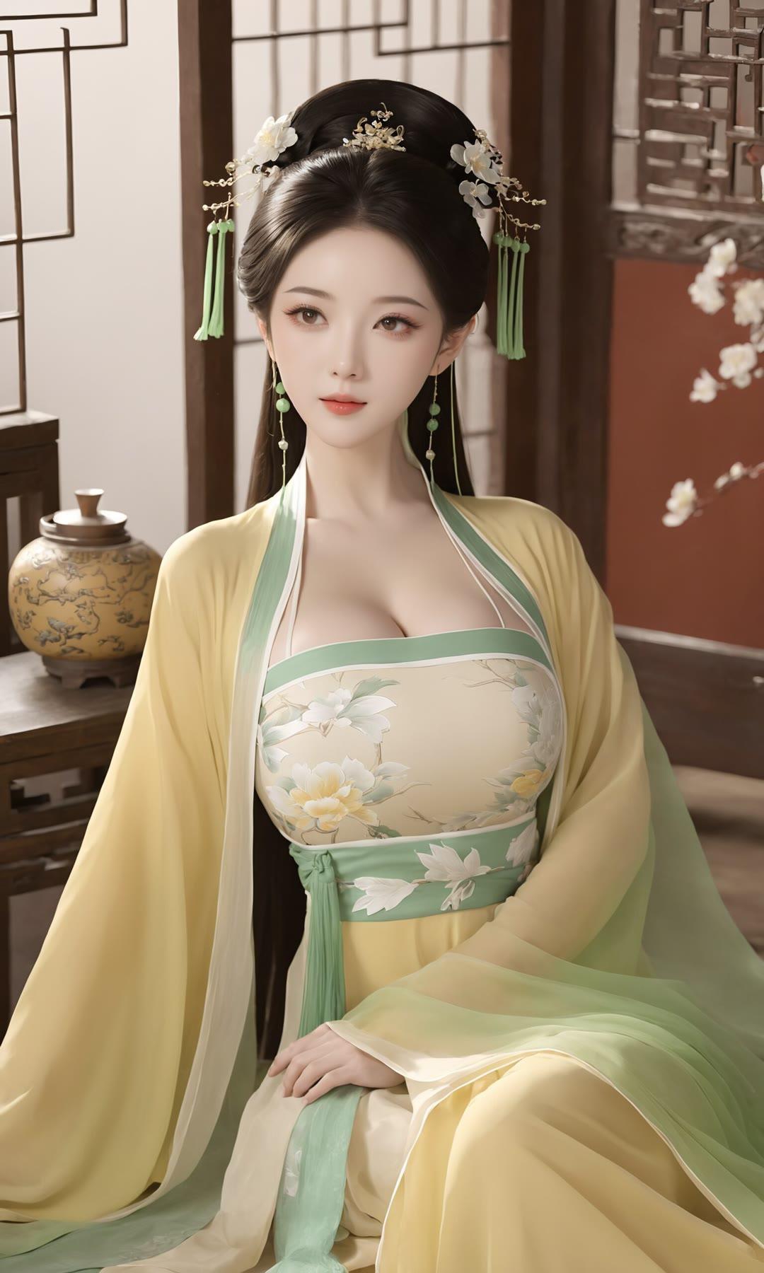 ai低胸爆乳古装美女