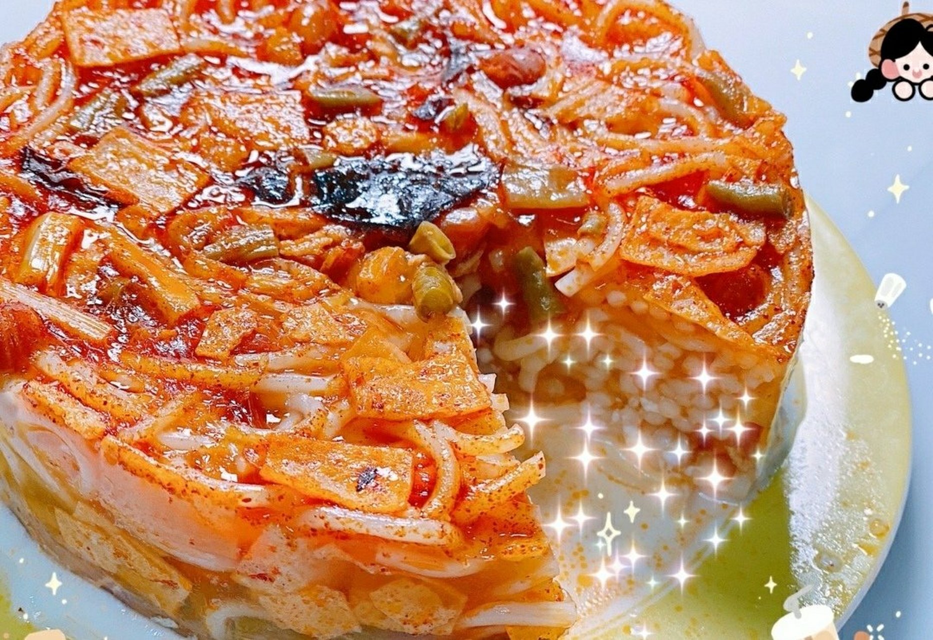 新春茶话会# 晒晒大年初三在家自制的新春螺蛳粉蛋糕,感觉每一口都是