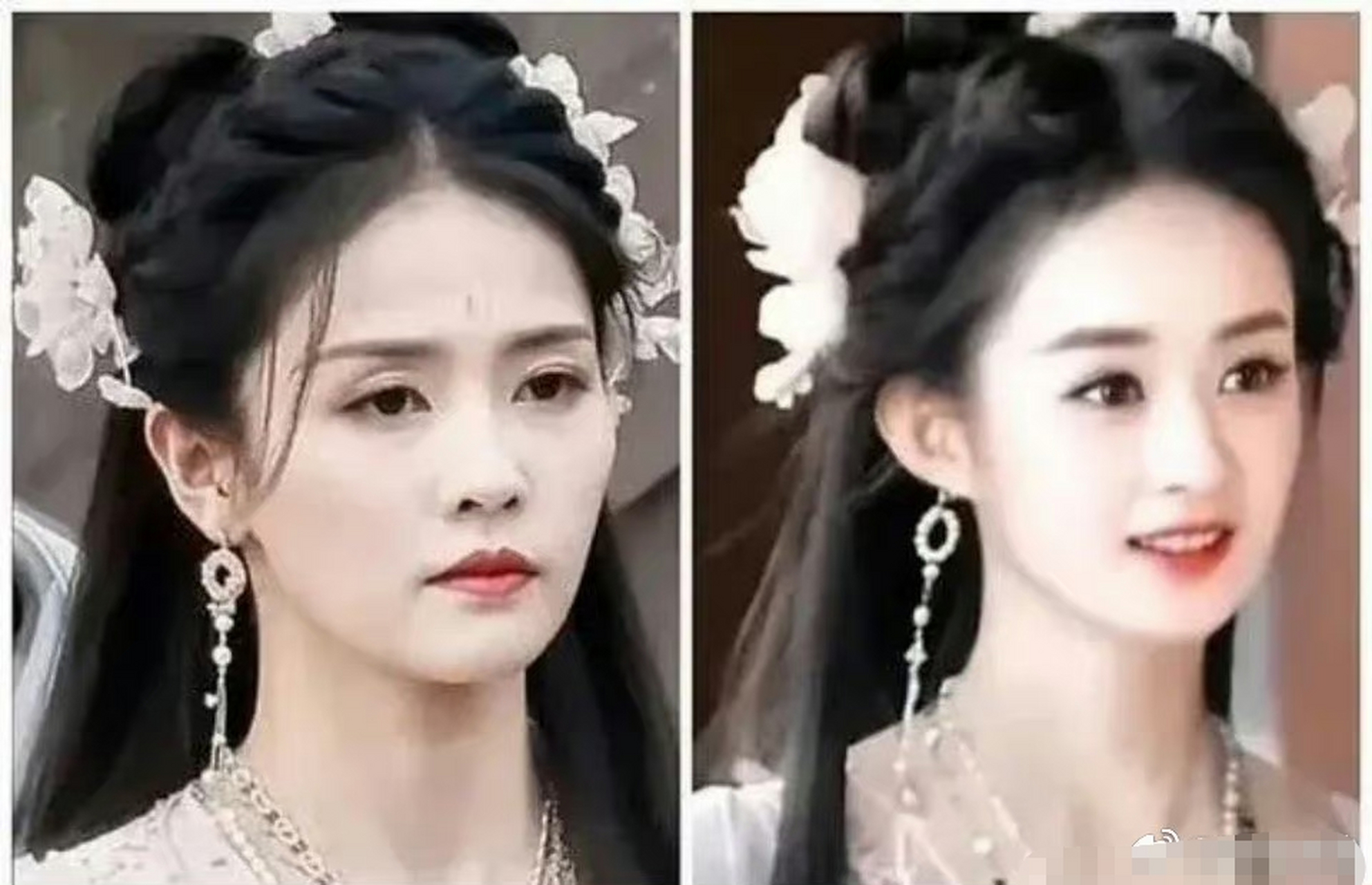 赵丽颖和白鹿的同一个造型,风格差距有点大. 676767