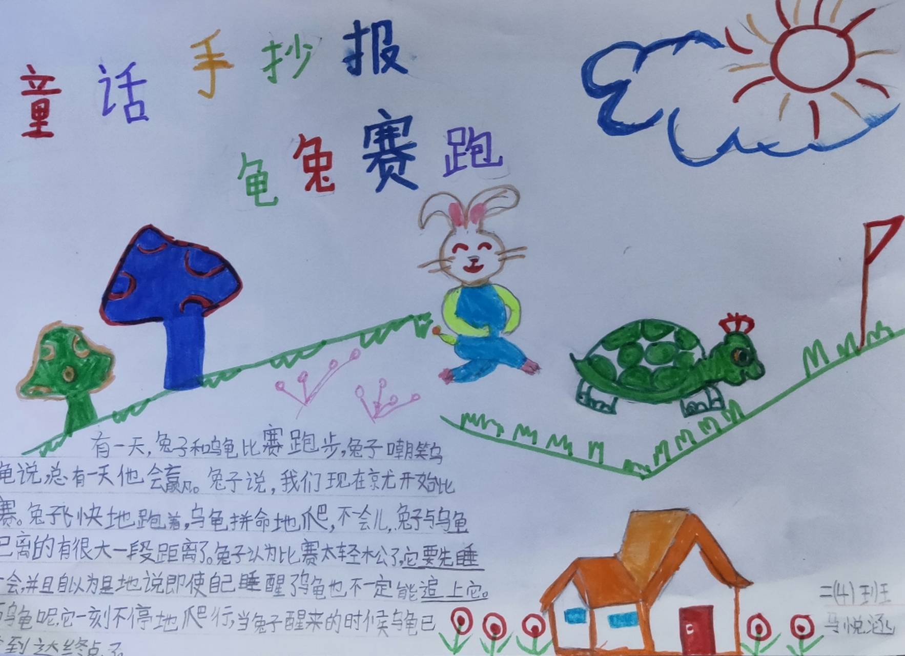 二年级小学生的童活手抄报 龟兔赛跑