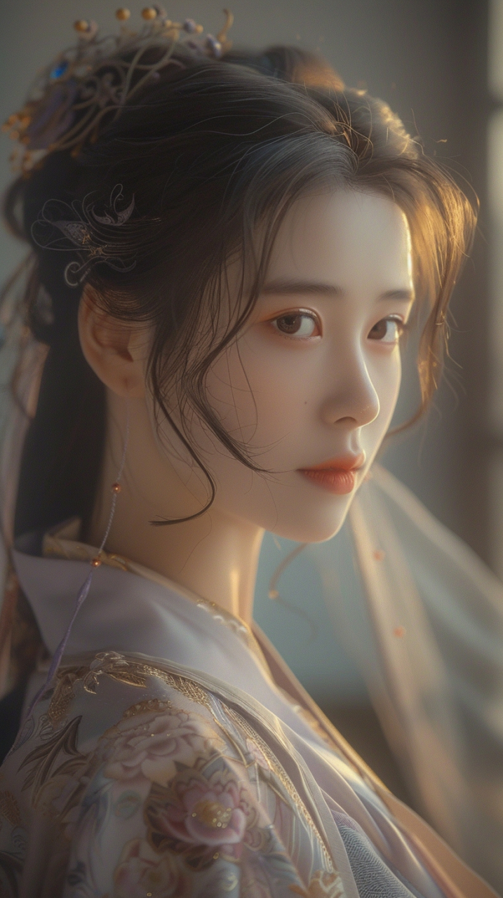 古装轻舞,发丝飘逸,仿佛穿越时空,诉说着千年的故事.