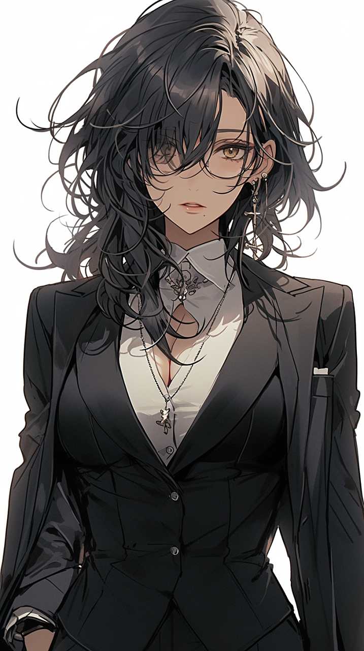 坐在静谧的夜晚,黑发女子沉思着