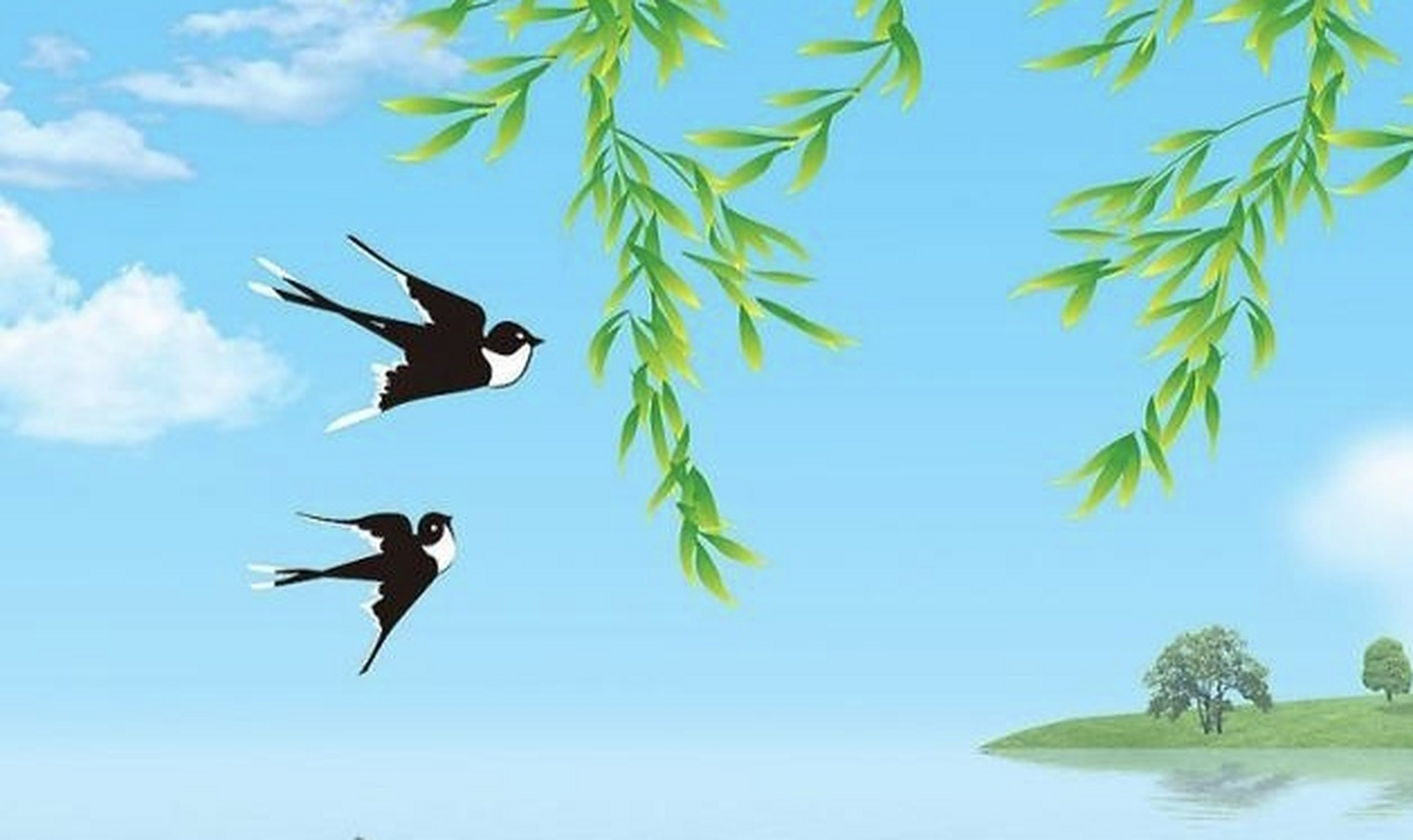 春来了,燕子又飞回,请对个:  上联:花间雨润双双燕;(平平仄仄平平仄)