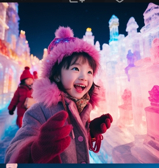 i奇遇记:尔滨冰雕城堡与微笑女孩