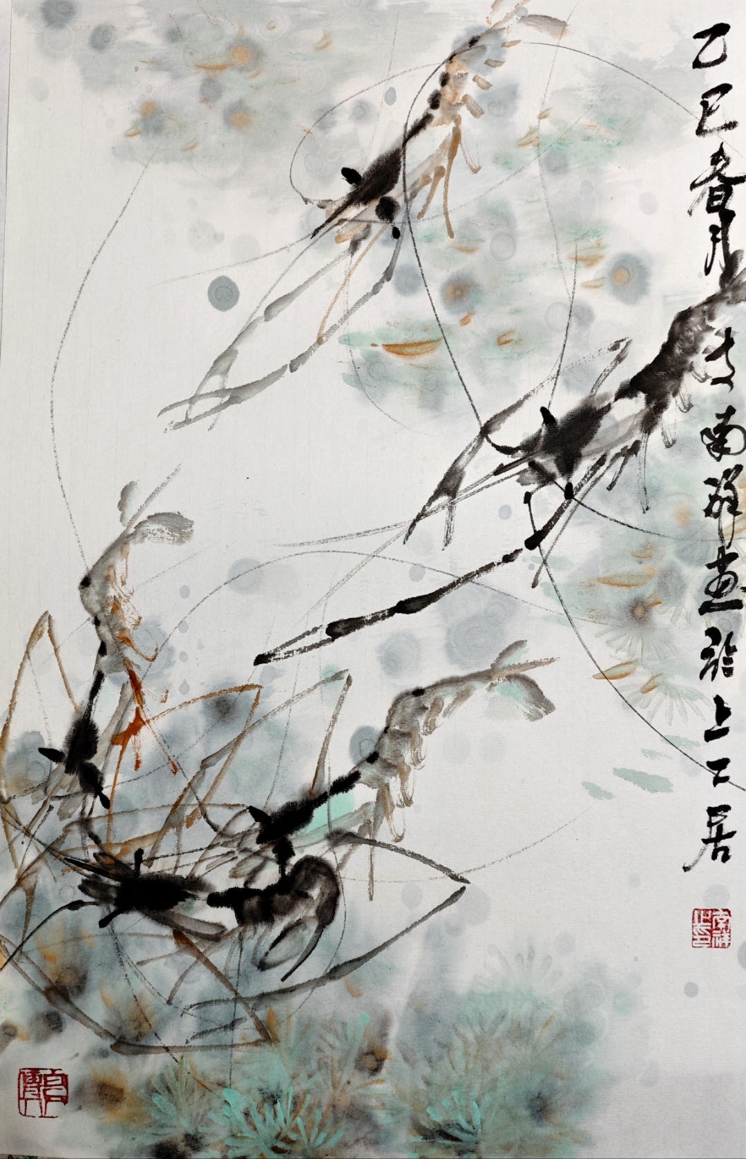 值得一看齐白石先生传人上工居士画虾,捕捉这幅画中的诗意瞬间,仿佛虾