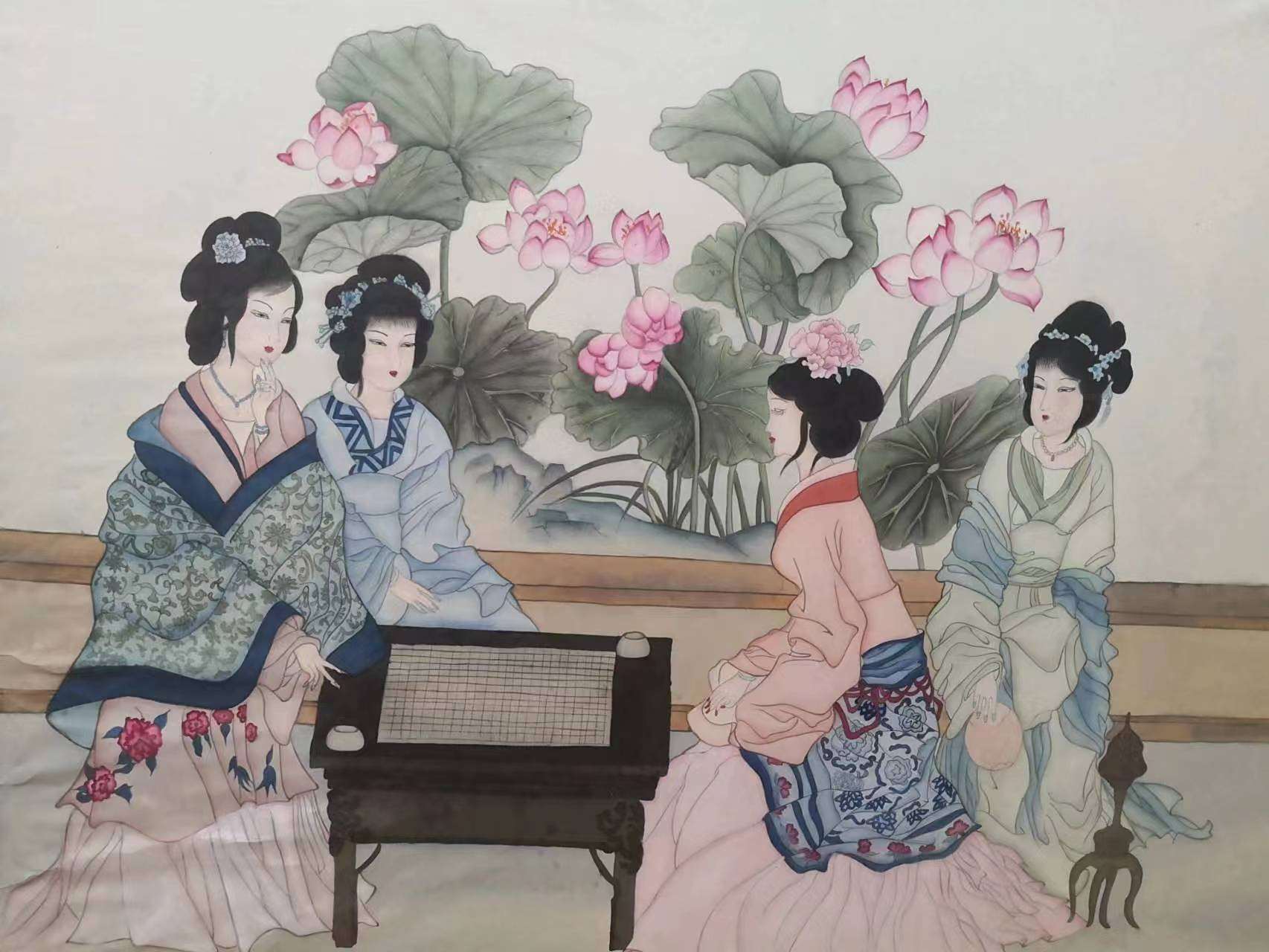 朱晓丽画  传统国画工笔画  仕女图