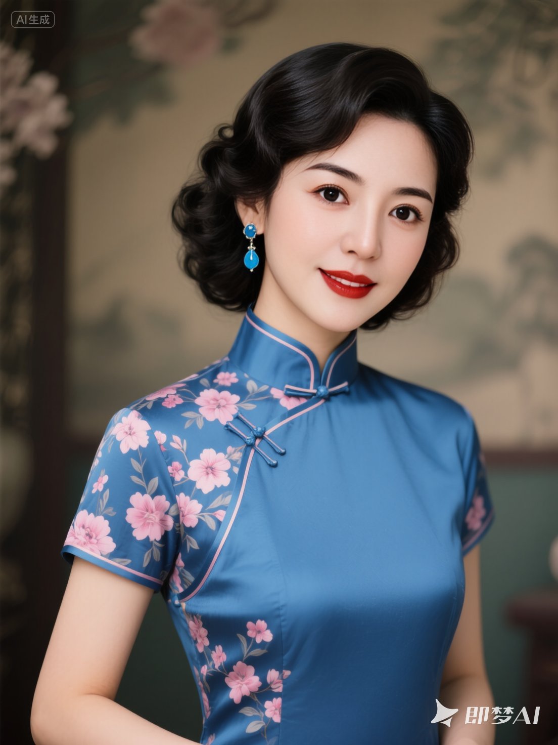 公园里,一位佳人着民国风旗袍惊艳亮相