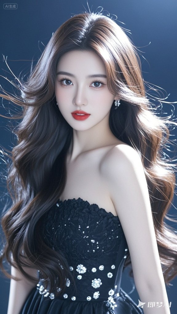 高贵,典雅,秀丽,完美,优雅,32k 一位长发及腰如瀑般披肩而下的美女