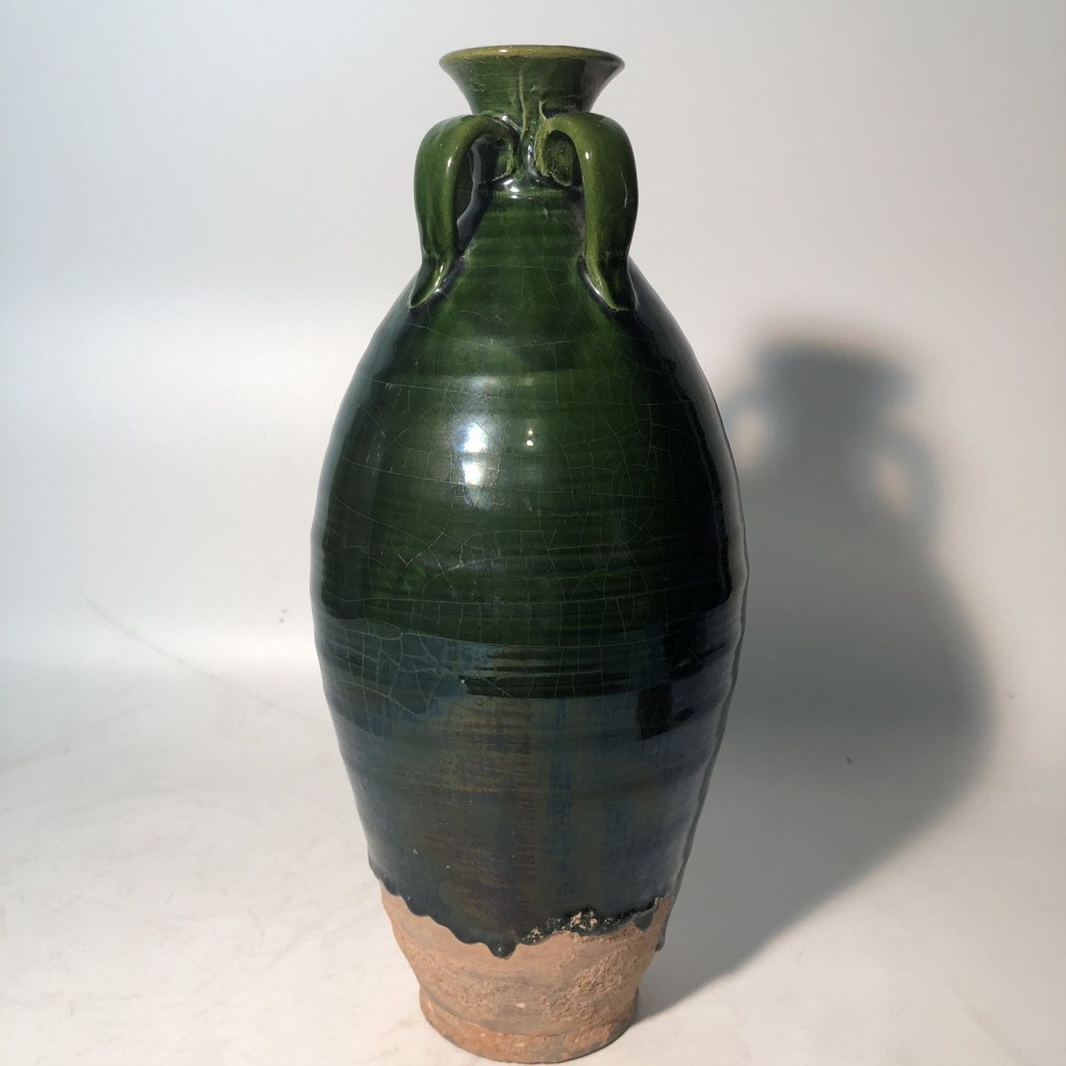 唐代绿彩出土低温釉陶四系梅瓶