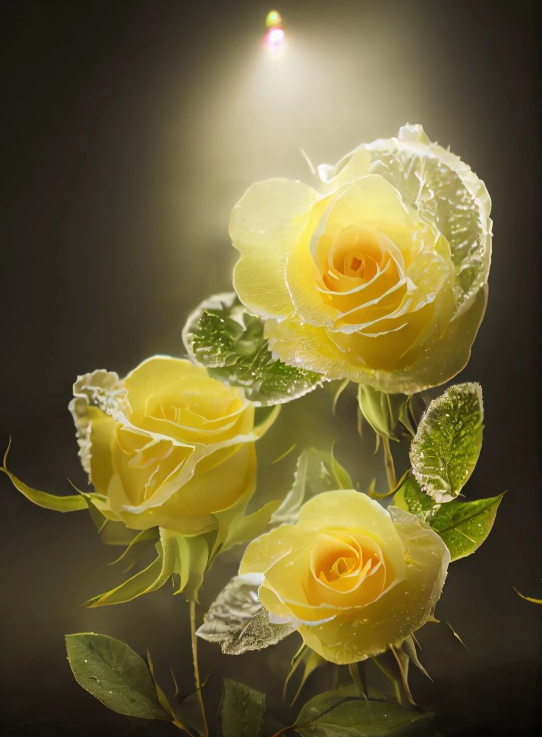 这三朵黄色玫瑰,犹如夏日阳光下的精灵,明媚而热烈