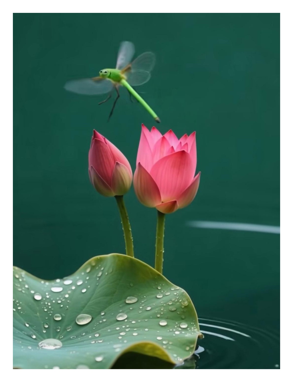 夏日荷花蜻蜓舞动,美景让人心醉神怡