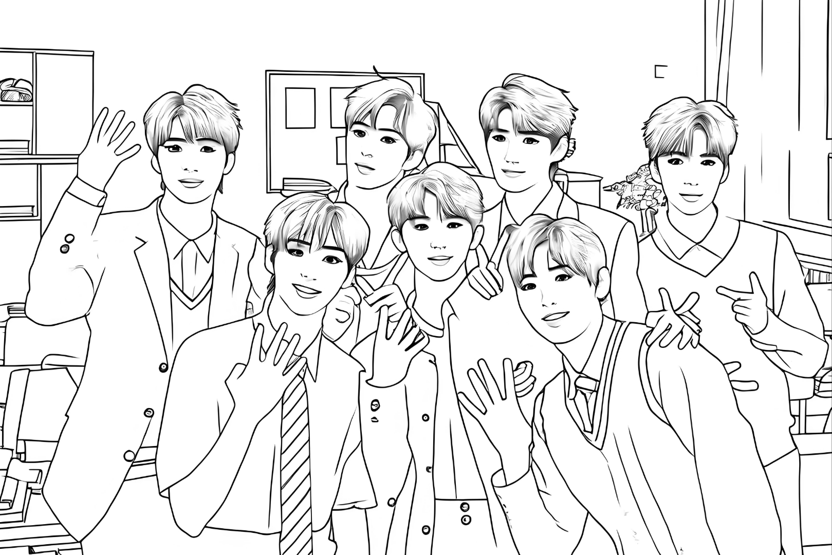 简笔画q版时代少年团简笔画时代少年团线稿时代少年团的简纸画时代