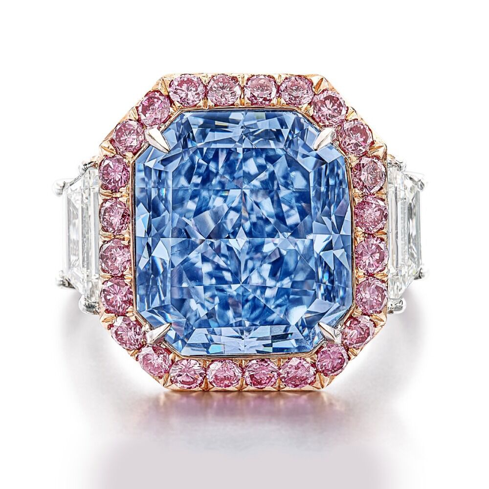 这些珠宝的美(509):infinite blue蓝钻 这件作品,切割完美,色度纯净