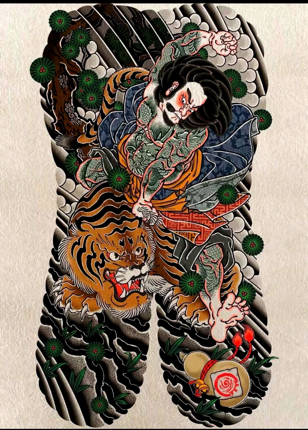 满背武松打虎纹身