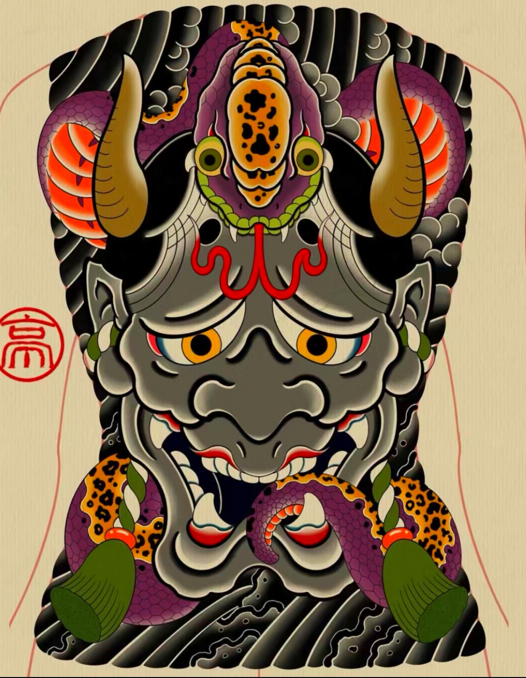 满背般若纹身刺青