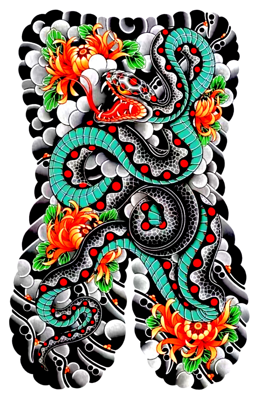 满背蛇纹身刺青