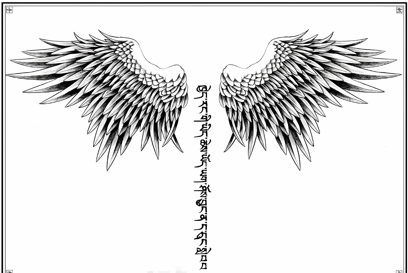 翅膀纹身手稿#清纯甜美的美女#满背翅膀刺青纹身